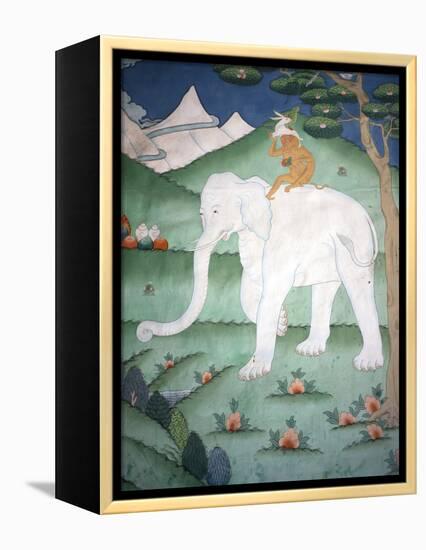 Painting of the Four Harmonious Friends in Buddhism, Elephant, Monkey, Rabbit and Partridge, Inside-Lee Frost-Framed Premier Image Canvas