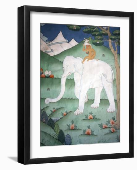 Painting of the Four Harmonious Friends in Buddhism, Elephant, Monkey, Rabbit and Partridge, Inside-Lee Frost-Framed Photographic Print