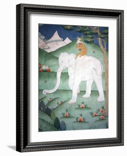 Painting of the Four Harmonious Friends in Buddhism, Elephant, Monkey, Rabbit and Partridge, Inside-Lee Frost-Framed Photographic Print