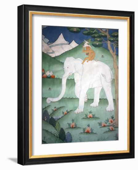 Painting of the Four Harmonious Friends in Buddhism, Elephant, Monkey, Rabbit and Partridge, Inside-Lee Frost-Framed Photographic Print