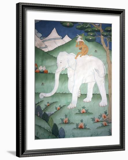 Painting of the Four Harmonious Friends in Buddhism, Elephant, Monkey, Rabbit and Partridge, Inside-Lee Frost-Framed Photographic Print