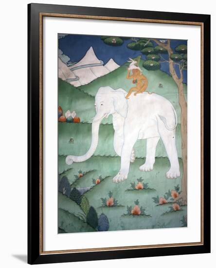 Painting of the Four Harmonious Friends in Buddhism, Elephant, Monkey, Rabbit and Partridge, Inside-Lee Frost-Framed Photographic Print