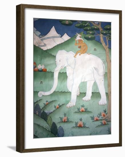 Painting of the Four Harmonious Friends in Buddhism, Elephant, Monkey, Rabbit and Partridge, Inside-Lee Frost-Framed Photographic Print