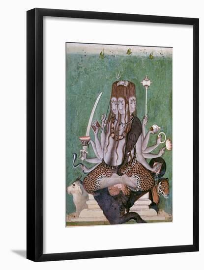 Painting of the god Siva with attributes. Artist: Unknown-Unknown-Framed Giclee Print