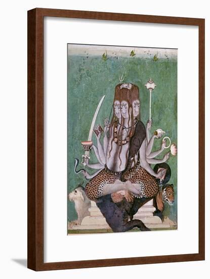 Painting of the god Siva with attributes. Artist: Unknown-Unknown-Framed Giclee Print