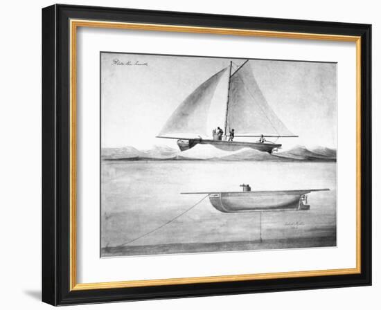 Painting of the Nautilus Submarine by Robert Fulton-null-Framed Giclee Print