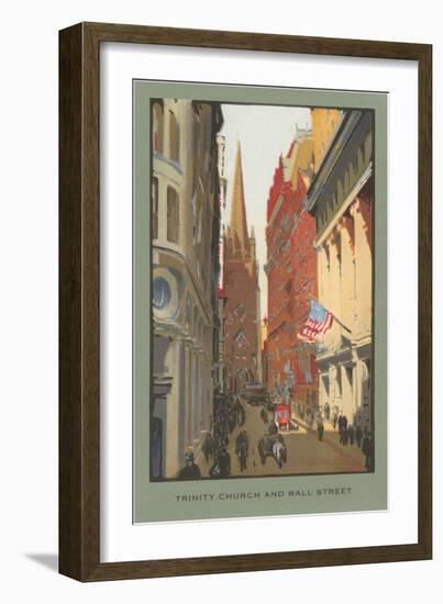 Painting of Trinity Church, Wall Street, New York City-null-Framed Art Print