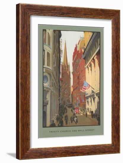 Painting of Trinity Church, Wall Street, New York City-null-Framed Art Print