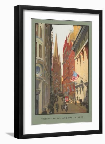 Painting of Trinity Church, Wall Street, New York City-null-Framed Art Print