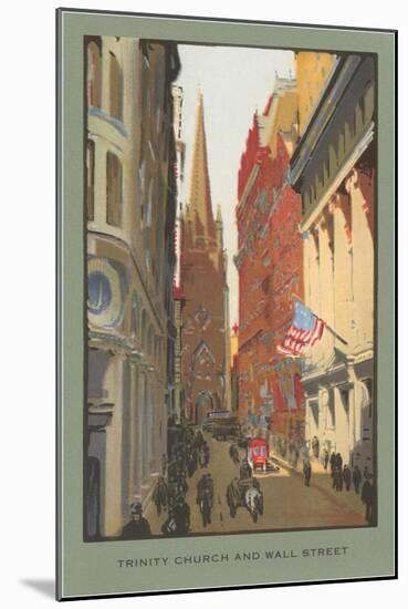 Painting of Trinity Church, Wall Street, New York City-null-Mounted Art Print