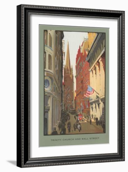 Painting of Trinity Church, Wall Street, New York City-null-Framed Art Print