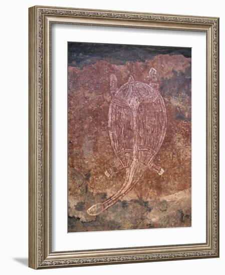 Painting of Turtle at the Aboriginal Rock Art Site at Obirr Rock in Kakadu National Park-Robert Francis-Framed Photographic Print