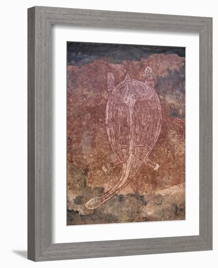 Painting of Turtle at the Aboriginal Rock Art Site at Obirr Rock in Kakadu National Park-Robert Francis-Framed Photographic Print