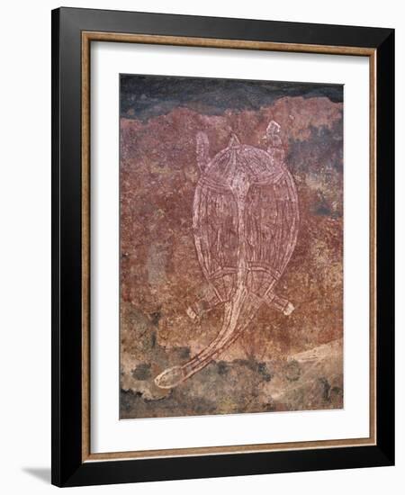 Painting of Turtle at the Aboriginal Rock Art Site at Obirr Rock in Kakadu National Park-Robert Francis-Framed Photographic Print