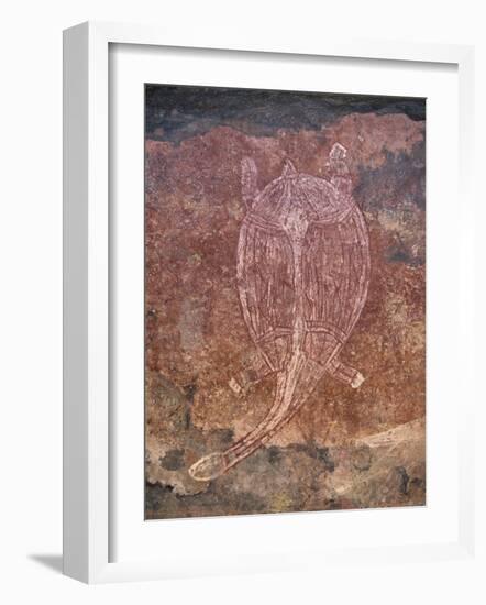 Painting of Turtle at the Aboriginal Rock Art Site at Obirr Rock in Kakadu National Park-Robert Francis-Framed Photographic Print