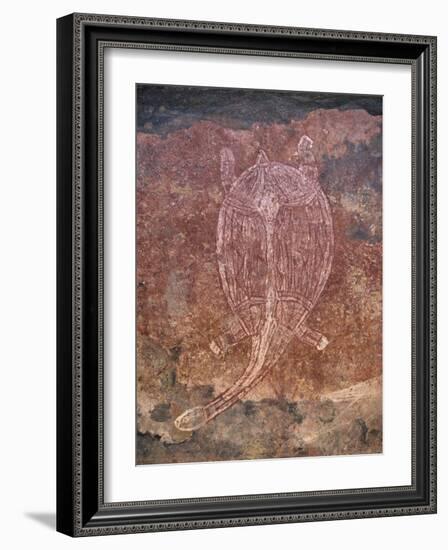 Painting of Turtle at the Aboriginal Rock Art Site at Obirr Rock in Kakadu National Park-Robert Francis-Framed Photographic Print