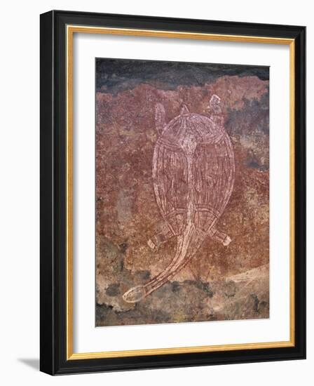 Painting of Turtle at the Aboriginal Rock Art Site at Obirr Rock in Kakadu National Park-Robert Francis-Framed Photographic Print