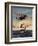 Painting og a Plane Flying near a Ship-null-Framed Art Print