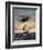 Painting og a Plane Flying near a Ship-null-Framed Art Print