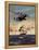 Painting og a Plane Flying near a Ship-null-Framed Stretched Canvas