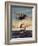 Painting og a Plane Flying near a Ship-null-Framed Art Print