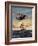 Painting og a Plane Flying near a Ship-null-Framed Art Print