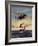 Painting og a Plane Flying near a Ship-null-Framed Art Print