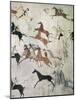 Painting on hide depicting a horse-stealing raid, Native American, Plains Indian, c1880-Werner Forman-Mounted Photographic Print