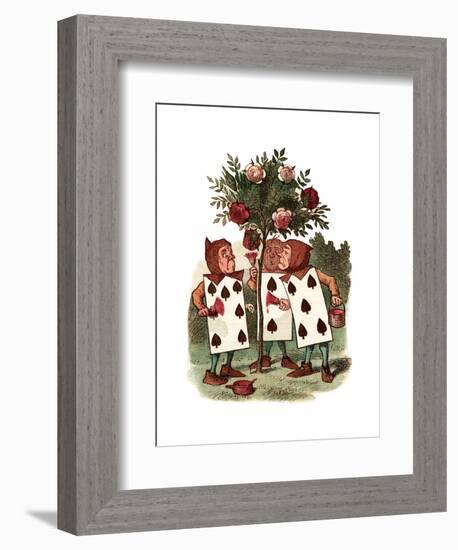 Painting Roses Alice in Wonderland by John Tenniel-Piddix-Framed Art Print