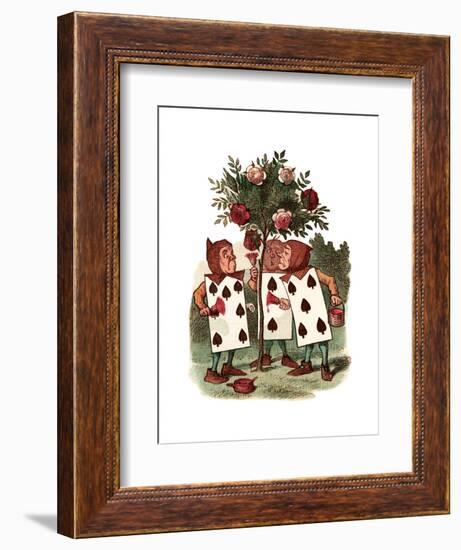 Painting Roses Alice in Wonderland by John Tenniel-Piddix-Framed Art Print