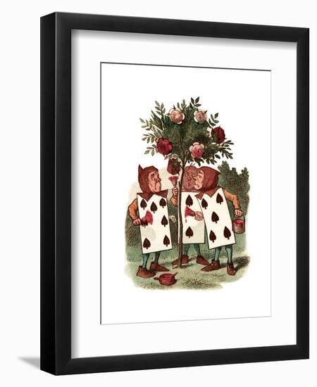 Painting Roses Alice in Wonderland by John Tenniel-Piddix-Framed Art Print