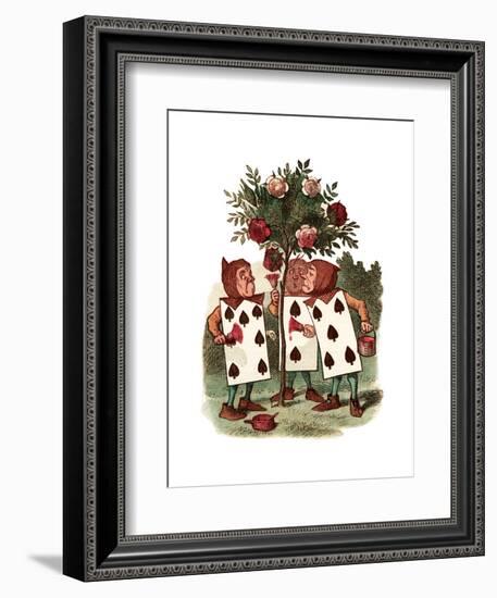 Painting Roses Alice in Wonderland by John Tenniel-Piddix-Framed Art Print