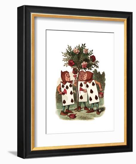 Painting Roses Alice in Wonderland by John Tenniel-Piddix-Framed Art Print