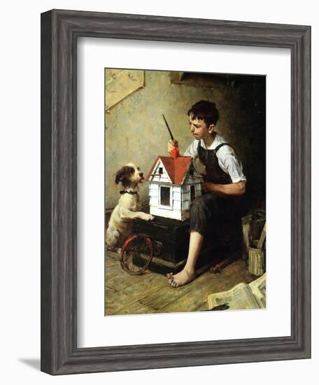 Painting the Little House-Norman Rockwell-Framed Giclee Print