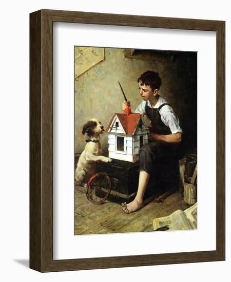 Painting the Little House-Norman Rockwell-Framed Giclee Print