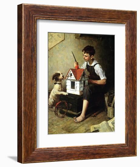Painting the Little House-Norman Rockwell-Framed Giclee Print