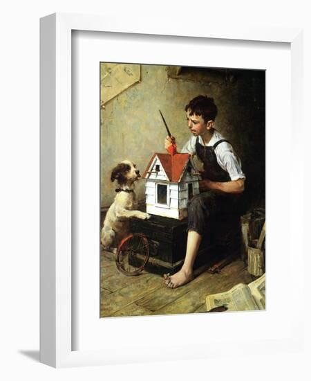 Painting the Little House-Norman Rockwell-Framed Giclee Print