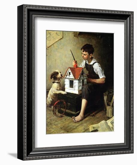 Painting the Little House-Norman Rockwell-Framed Giclee Print