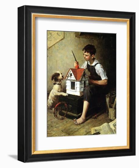 Painting the Little House-Norman Rockwell-Framed Giclee Print