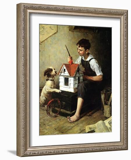 Painting the Little House-Norman Rockwell-Framed Giclee Print
