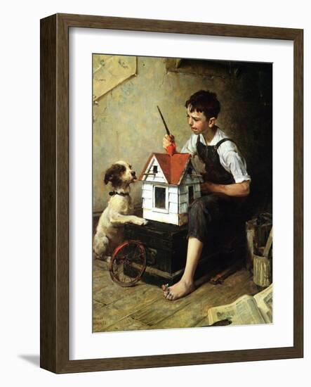 Painting the Little House-Norman Rockwell-Framed Giclee Print