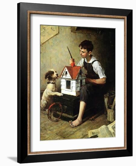 Painting the Little House-Norman Rockwell-Framed Giclee Print