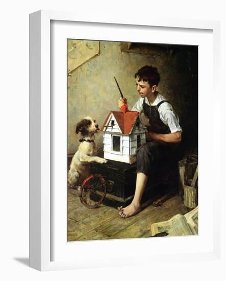 Painting the Little House-Norman Rockwell-Framed Giclee Print