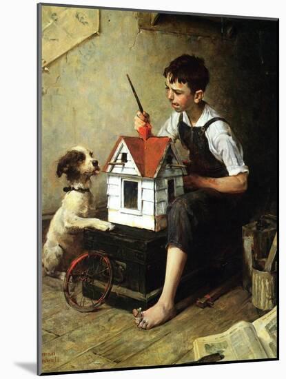 Painting the Little House-Norman Rockwell-Mounted Giclee Print