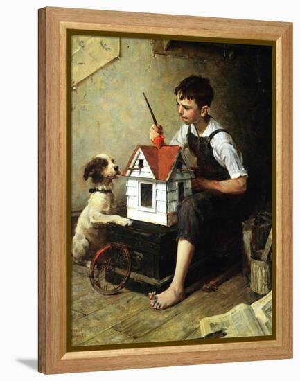 Painting the Little House-Norman Rockwell-Framed Premier Image Canvas