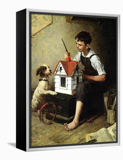 Painting the Little House-Norman Rockwell-Framed Premier Image Canvas