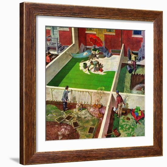 "Painting the Patio Green", May 2, 1953-Thornton Utz-Framed Giclee Print