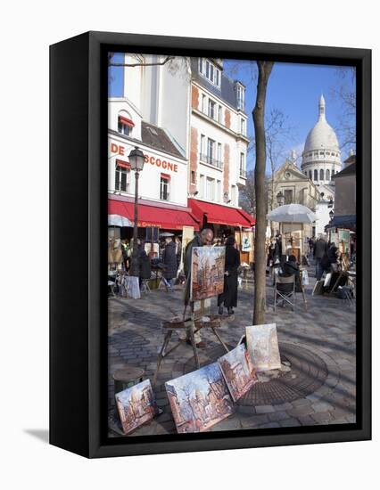 Paintings for Sale in the Place Du Tertre with Sacre Coeur Basilica in Distance, Montmartre, Paris,-Martin Child-Framed Premier Image Canvas