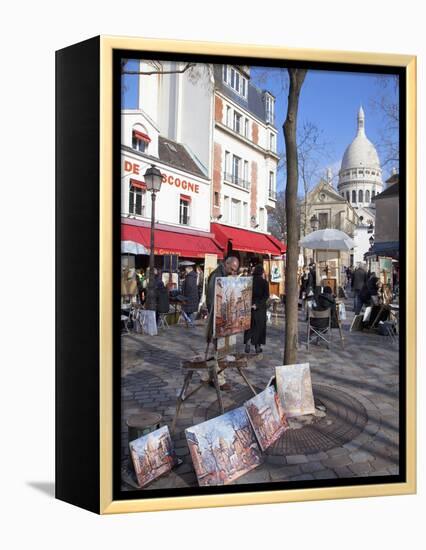 Paintings for Sale in the Place Du Tertre with Sacre Coeur Basilica in Distance, Montmartre, Paris,-Martin Child-Framed Premier Image Canvas