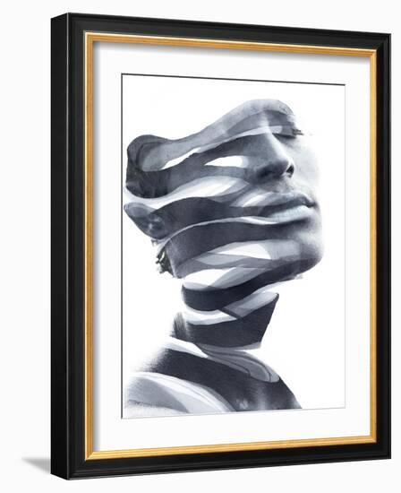 Paintography. Double Exposure Portrait of an Attractive Man's Face Combined with Hand Drawn Ink Pai-LUMEZIA-Framed Photographic Print